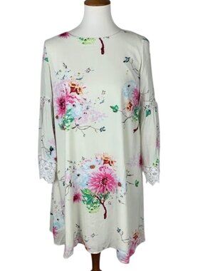 Davi & Dani White Floral Sheath Dress Size S